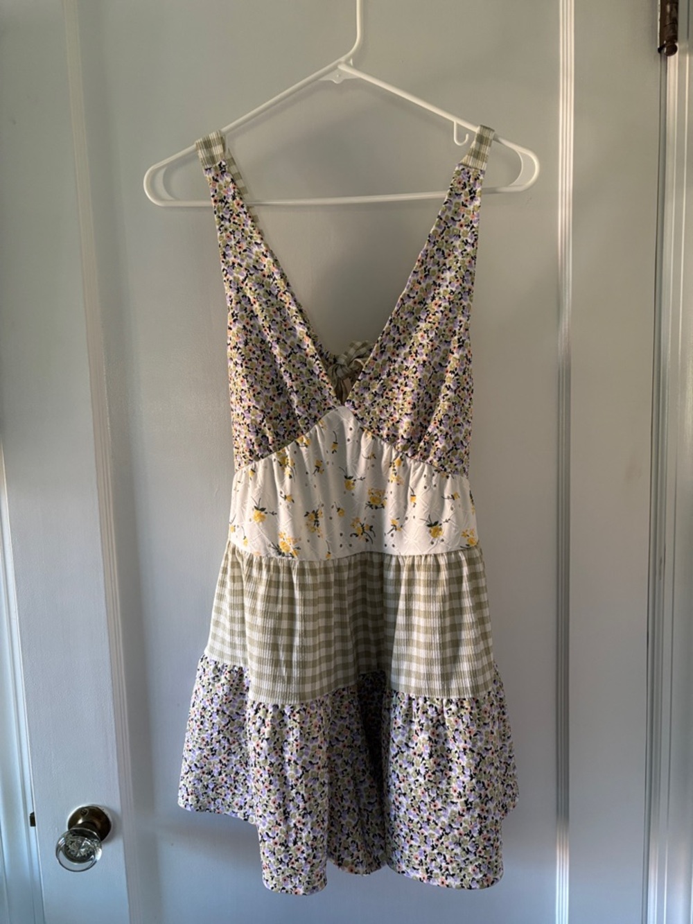 Tiered Floral and Gingham Romper